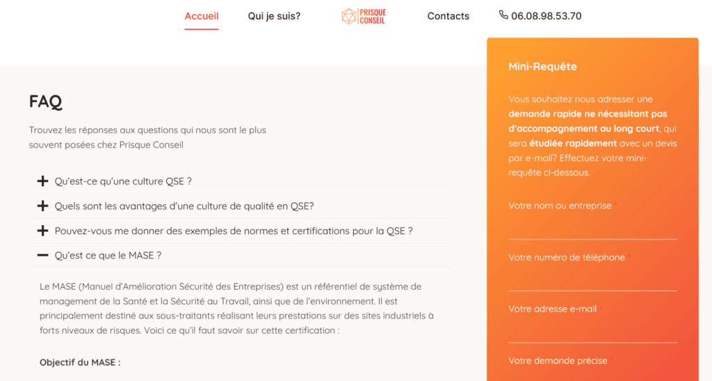 Prisque Conseil - FAQ