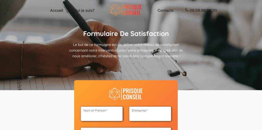 Prisque Conseil - Questionnaire Satisfaction