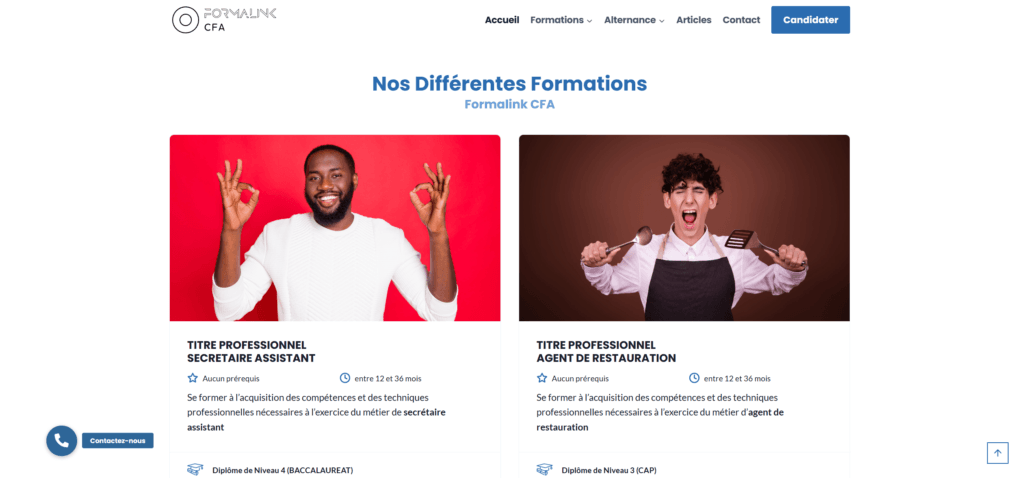 FormalinkCFA - Liste Formations