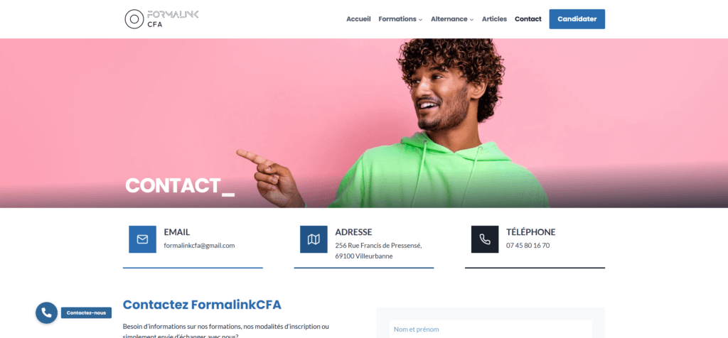 FormalinkCFA - Page Contact